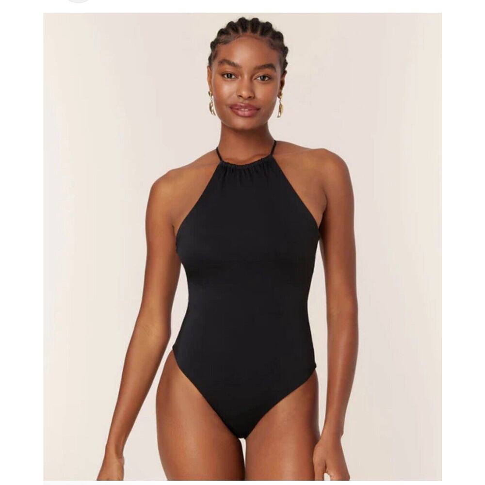 Andie Swim The Asbury One Piece Bathing Suit Size M Swimsuit Black High Neck New